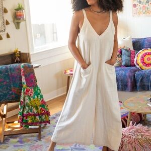 Natural Life Chelsea Ivory Cotton Boho Jumpsuit SIZE MEDIUM